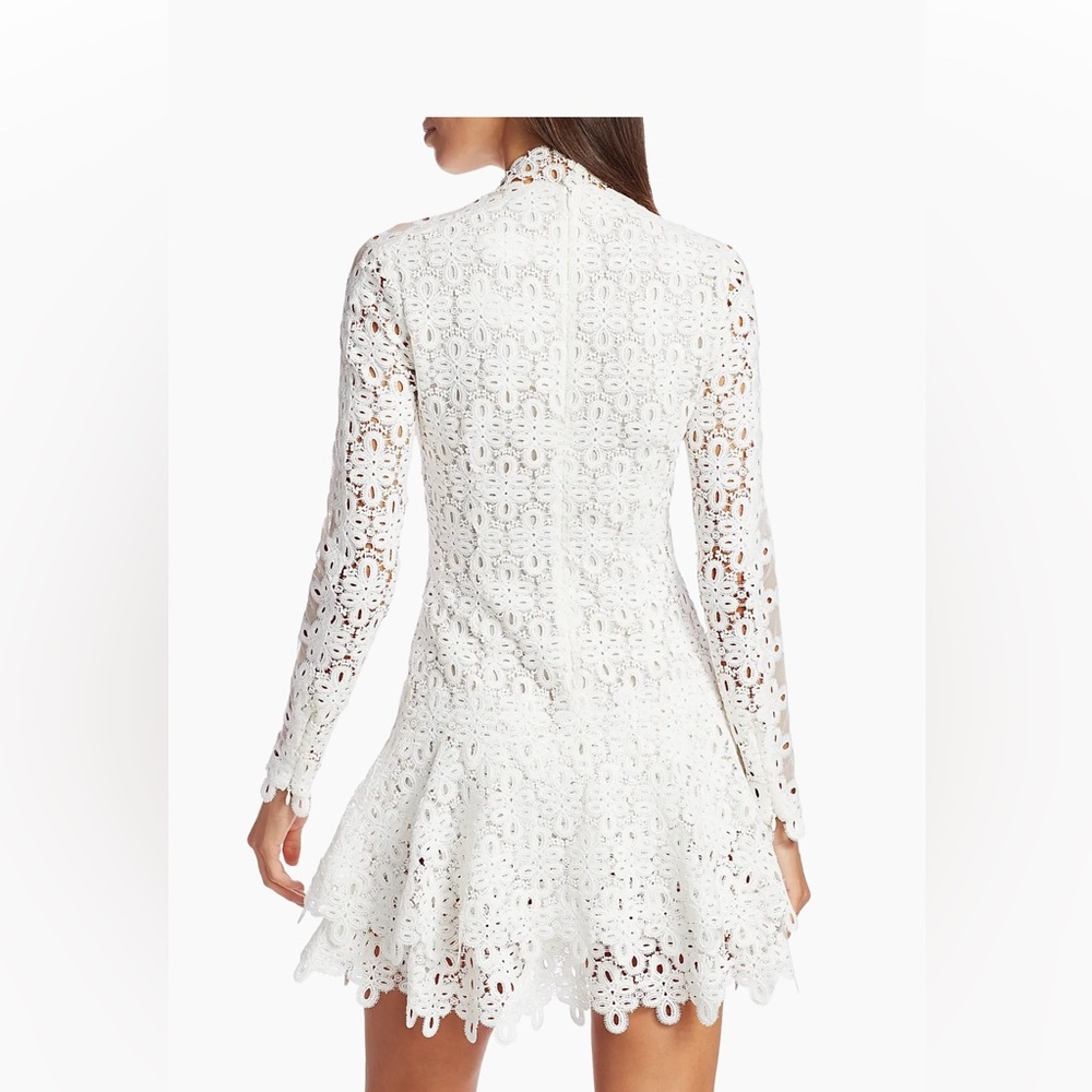 Jonathan Simkhai White Crochet Lace High-Neck Mini Dress - Picture 3 of 15